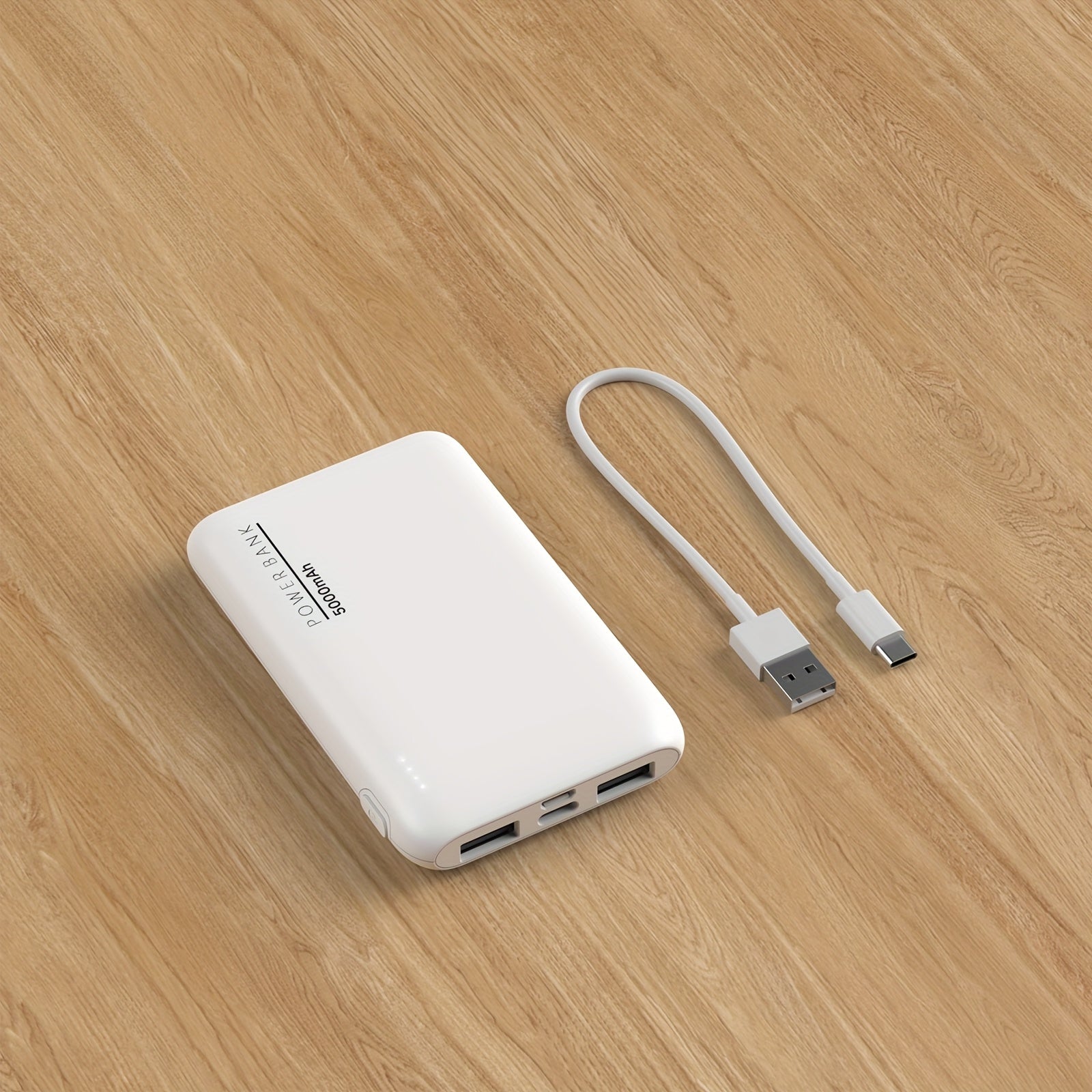 5000mAh Ultra-Thin Power Bank, Portable Charger with Dual USB Outputs & Type-C Cable, 5V2A Charging Backup for iPhone And for Samsung Android Phone, Outdoor Travel Emergency, Holiday Gifts (Lightweight & Compact)