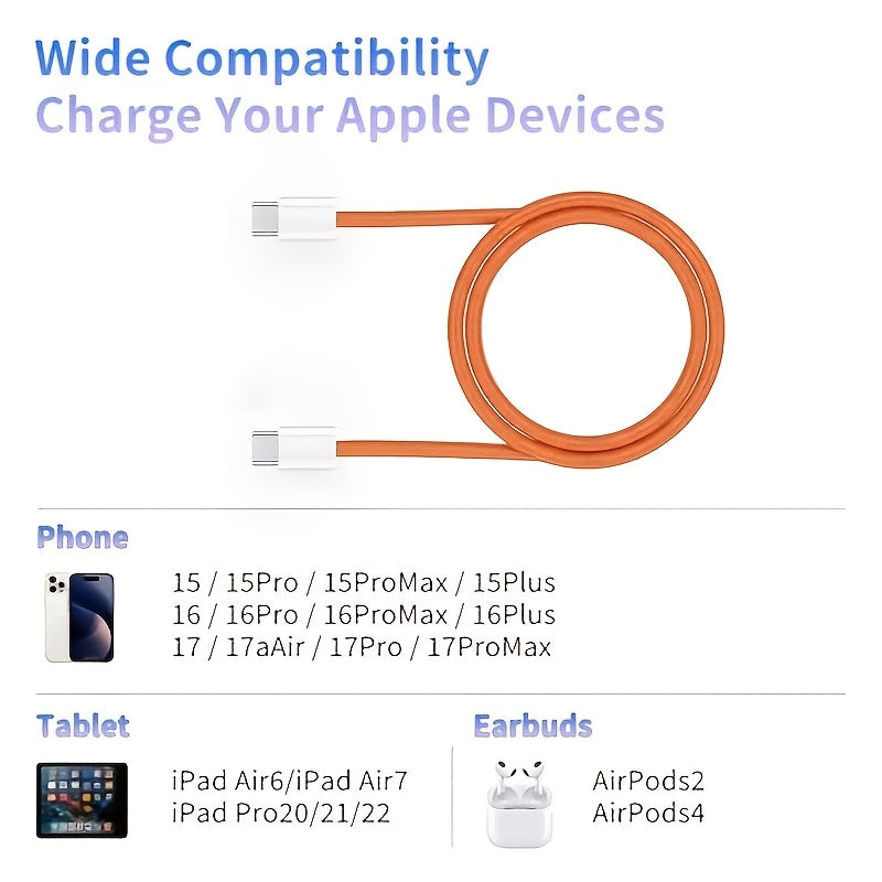 3.3\u002F6.6ft Nylon Braided USB-C to C Fast Charging Data CableCompatible with Apple iPhone 17\u002F16\u002F15 Series (including Pro\u002FPro Max Models), IPads and Other Android Phones. Ideal for Indoor, Outdoor, Travel and In-car Use.