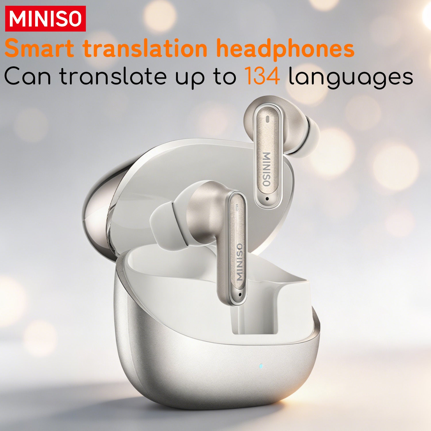 MINISO MS106 Multilingual Smart Translation Earbuds Support 134 Languages for Face-to-face Real-time Translation. Adaptive Noise Cancellation 3.0 Creates a New World of Silence, with 55 Hours of Powerful Battery Life and 10-minute Ultra-fast