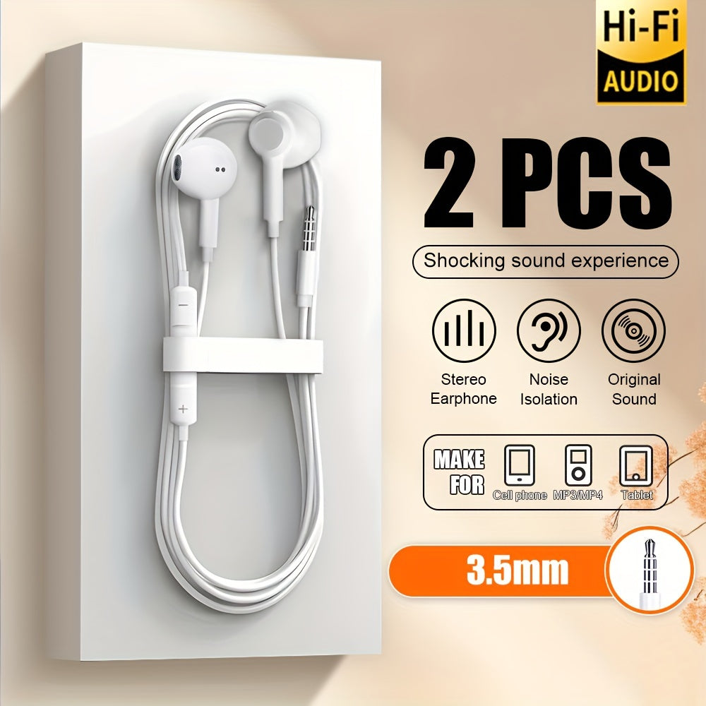 3.5mm Jack 2pcs Wired Earphones High quality sound Noise reduction for voice calls Suitable as gifts for men and women 3.5mm audio jack can be used for mobile phones,desktop computers,laptops\u002Fhardware and other devices with 3.5mm audio interface