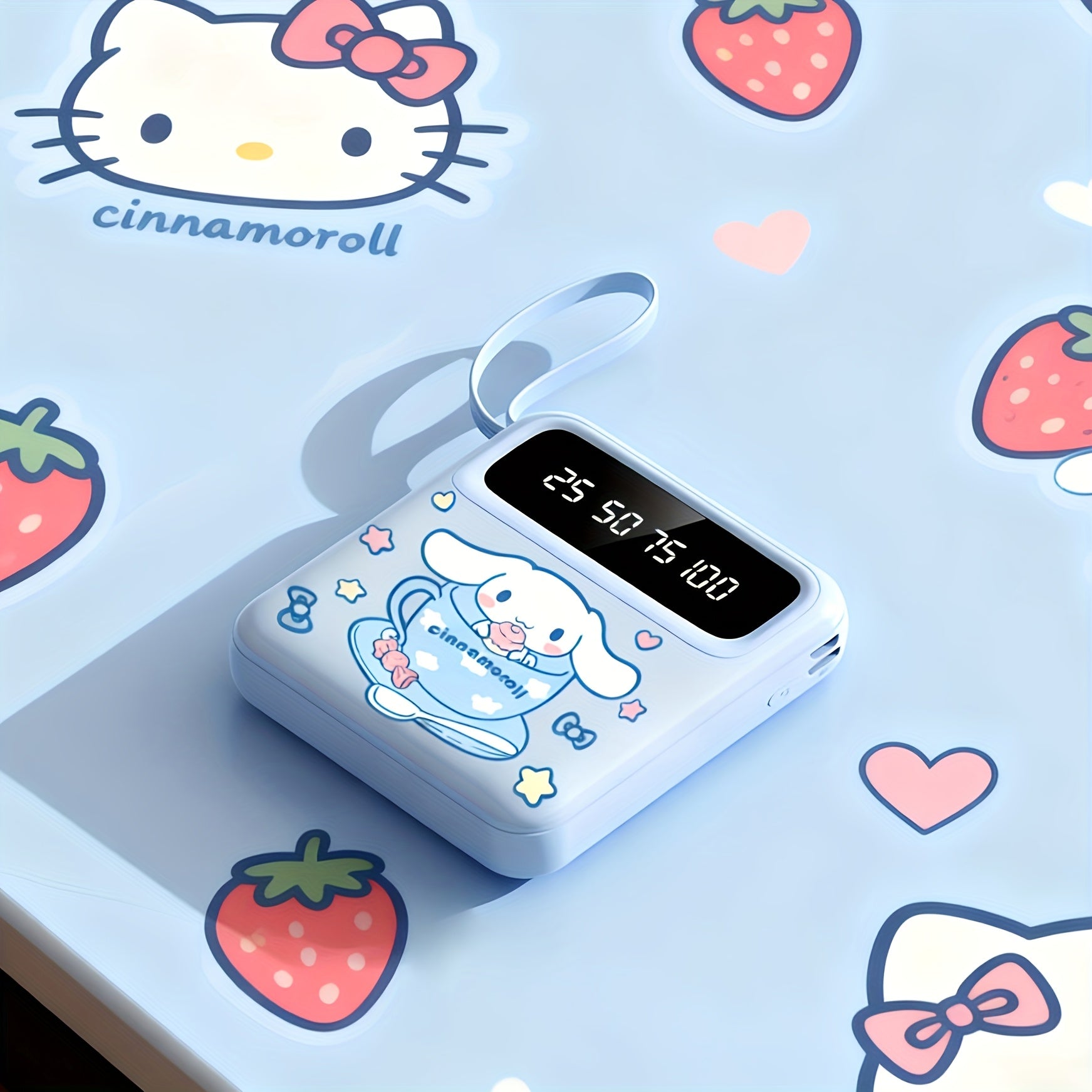 Sanrio Cinnamoroll Portable Power Bank For Mobile Phone, Cartoon Cute Mini Emergency Power, Suitable For Outdoor & Travel, Portable Charger, Compact Power Bank With LED Lights, Built-in Cables, Suitable For IPhones\u002FAndroid Phones