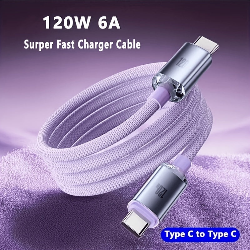120W 6A Type C to Type C Cable for Super Fast Charging And Data Transfer, Compatible with for Samsung S24, Huawei, Xiaomi, Redmi, POCO, OPPO, And for Vivo Android Phones