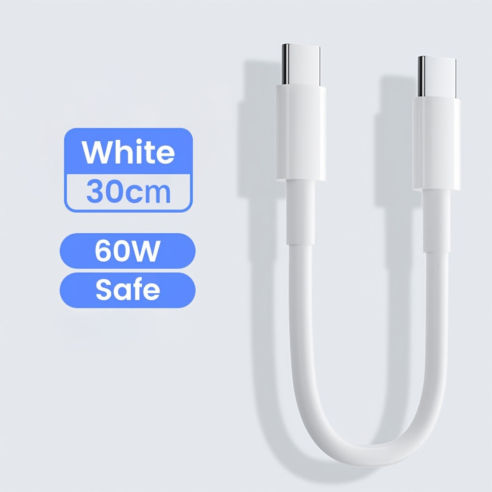 Pd60W Type C to Type C 11.81inch Short Cable USB C to USB C Fast Charging Data Wire for Iphone 16 15 Pro Max Xiaomi Redmi Huawei Samsung Oneplus POCO Mobile Phones