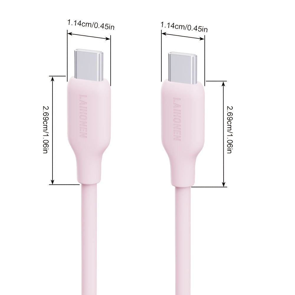 1pc USB C to USB C Cable, Type-C Charging Cable 60W, 6.6ft Soft Touch Fast Charging, Compatible with 2022 MacBook Pro, iPad Air 4\u002F5, iPad Mini 6, iPad Pro 12.9, Galaxy S22 Ultra, Pixel, Ps5, Switch, Pink