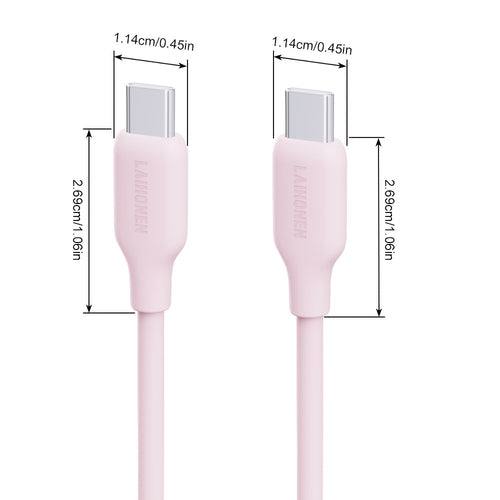 1pc USB C to USB C Cable, Type-C Charging Cable 60W, 6.6ft Soft Touch Fast Charging, Compatible with 2022 MacBook Pro, iPad Air 4\u002F5, iPad Mini 6, iPad Pro 12.9, Galaxy S22 Ultra, Pixel, Ps5, Switch, Pink