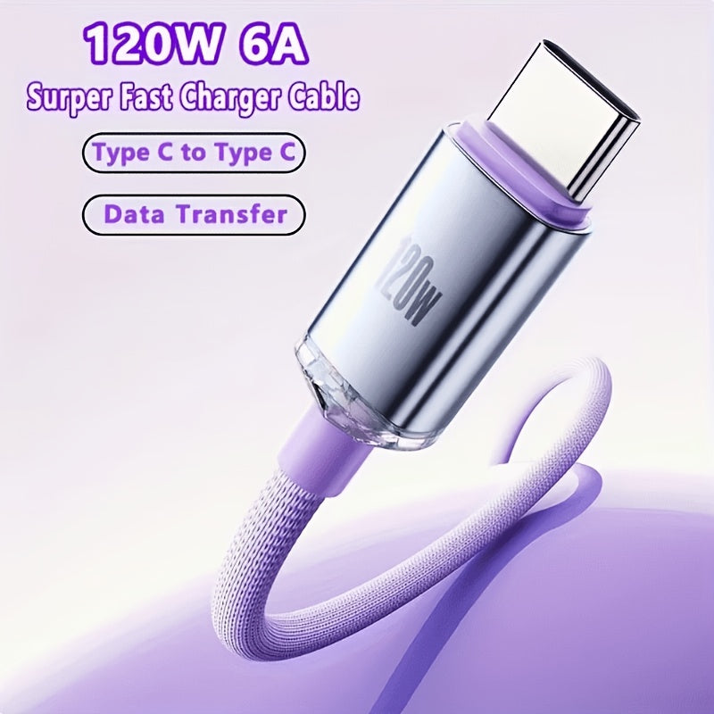 120W 6A Type C to Type C Cable for Super Fast Charging And Data Transfer, Compatible with for Samsung S24, Huawei, Xiaomi, Redmi, POCO, OPPO, And for Vivo Android Phones