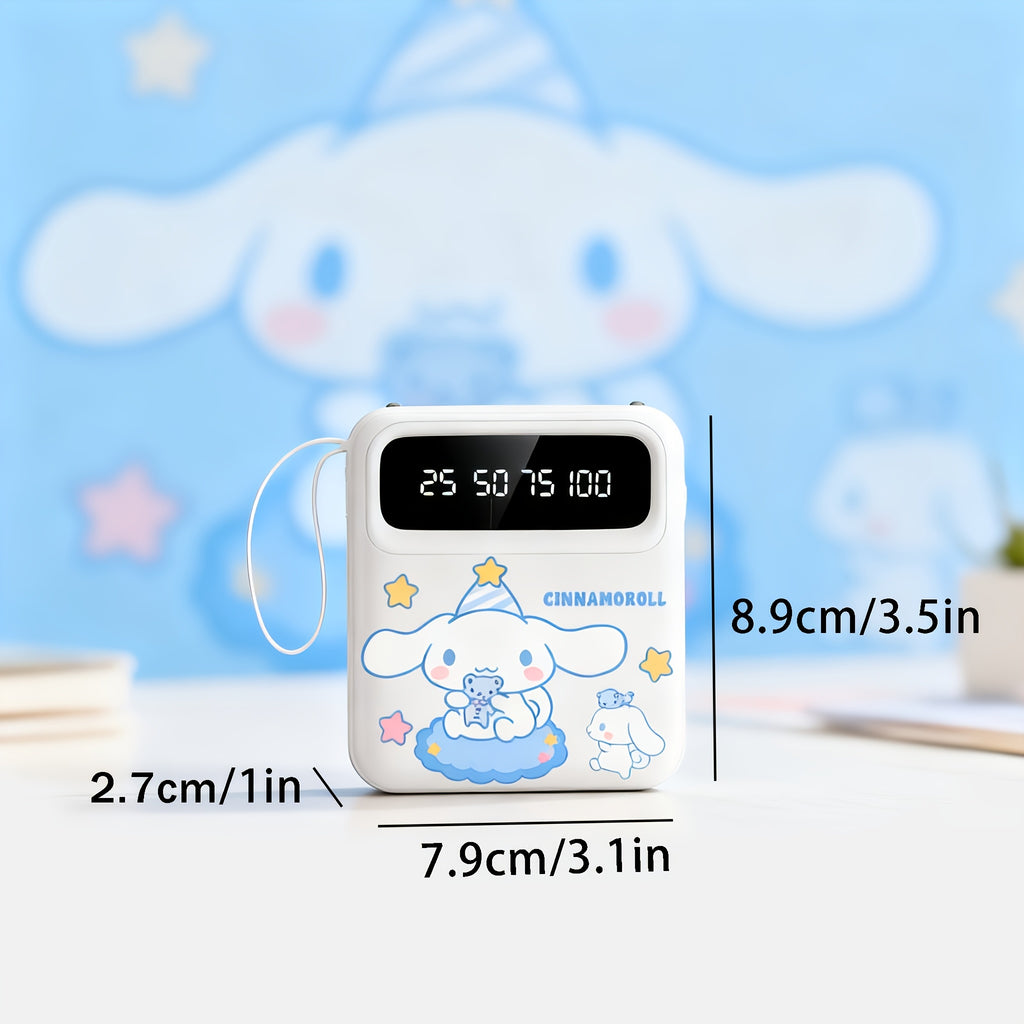 Cinnamoroll Mini Power Bank - Cute Power Bank, Small Size, Rechargeable Portable Mobile Phone Charger, Pocket Size, Built-in Cables, With Ultra-bright LED Lights, Suitable For IPhones\u002FAndroid Phones Charging