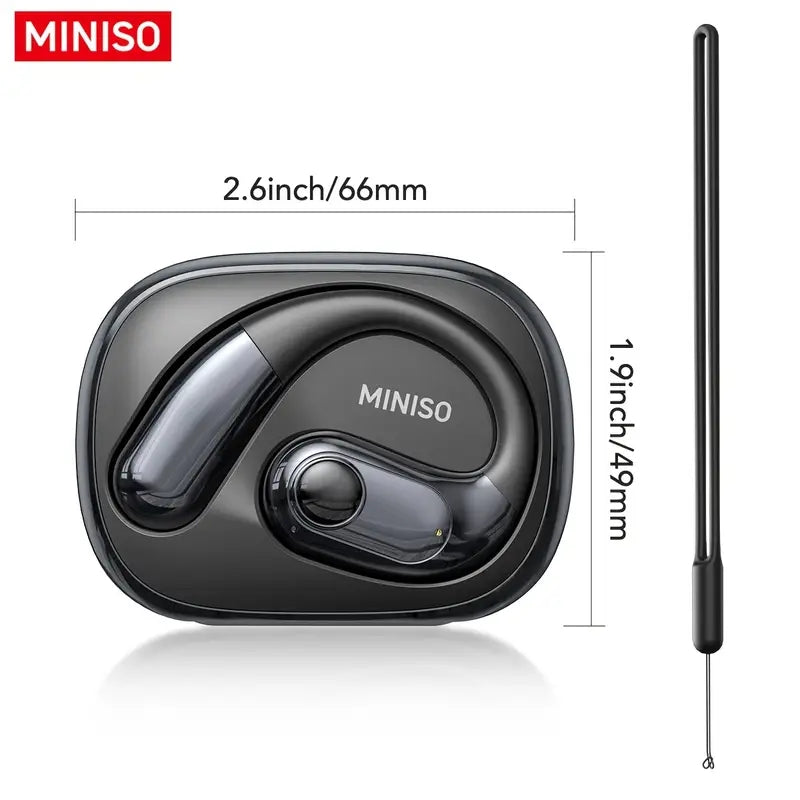 MINISO MS193 Trendy Two-Color Open Wireless Sports Earbuds, AI Language Translation Technology + Call Noise Reduction Function, High-Quality HIFI Sound Effect, Dual Host Design, Type-C Flash Charge, Lightweight And Comfortable to Wear