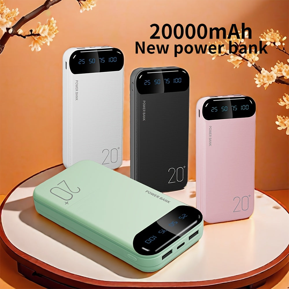 Large Capacity Portable Power Bank 20000mAh, 5V2.1A Portable USB Charger, LED and Digital Display Screen, Suitable for IOS\u002FAndroid Devices, 2xUSB Output, Type-C\u002FMicro Input, Safe and Stable Polymer Lithium Battery, Christmas Gift, New Year Gift