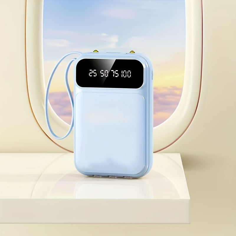 Power Bank, 20000mAh Mini Cute Fast Charging, Small Size Large Capacity, Rechargeable Portable Mobile Phone Charger, Built-in 4 Cables, Ultra-bright LED Lights, Suitable for ALL IPhones\u002FAndroid Phones