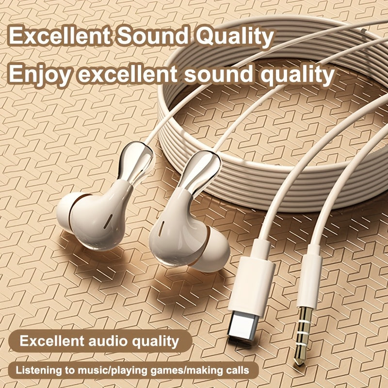 Wired Earphones, Mobile Wired Headset, 3.5Mm\u002FType-C In-Ear Cable Headphones for PC Featuring a Built-In Microphone, Hands-Free Calling, And Volume Control. Offers Excellent Sound Quality And Is Compatible with Phones, Tablets, And Desktops