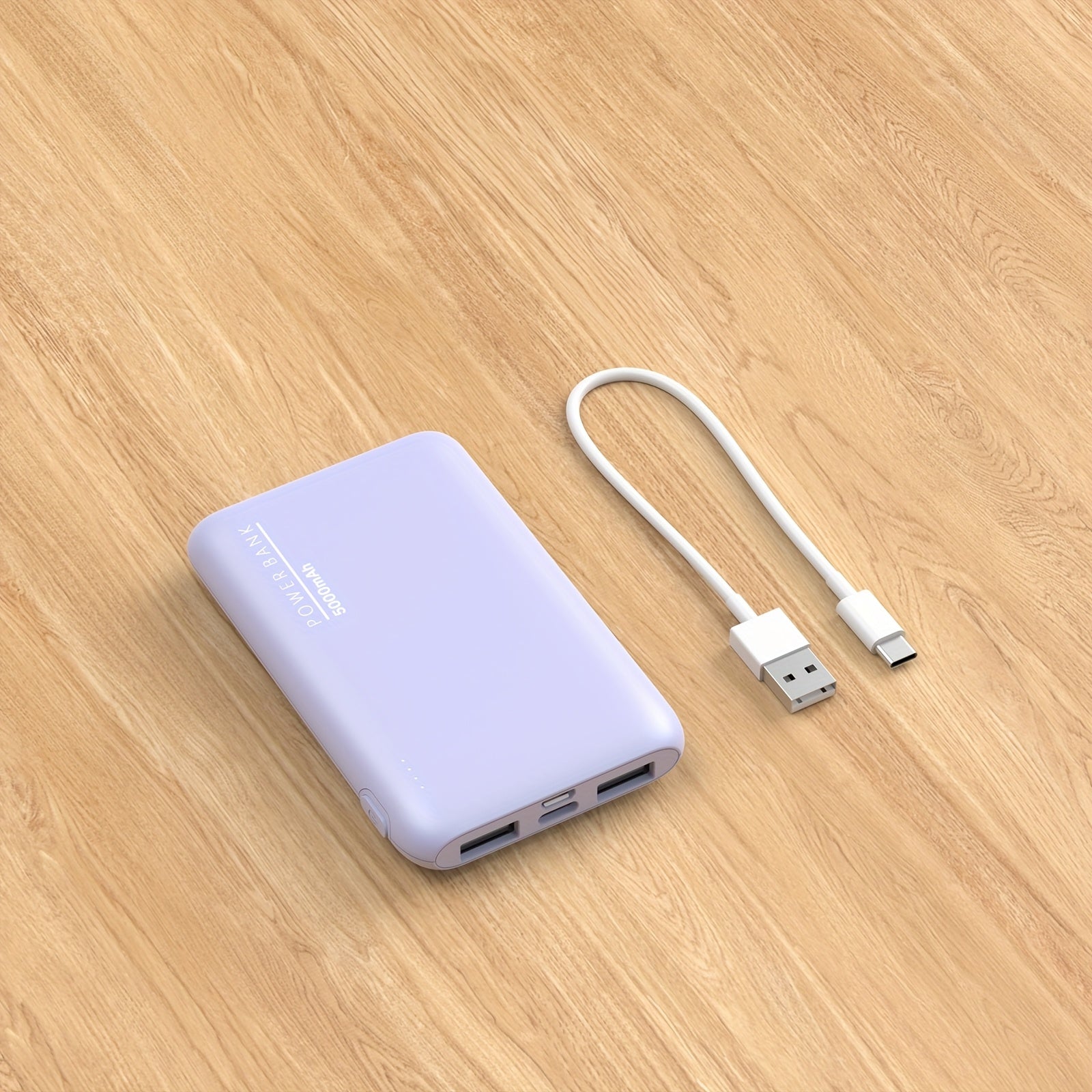 5000mAh Ultra-Thin Power Bank, Portable Charger with Dual USB Outputs & Type-C Cable, 5V2A Charging Backup for iPhone And for Samsung Android Phone, Outdoor Travel Emergency, Holiday Gifts (Lightweight & Compact)