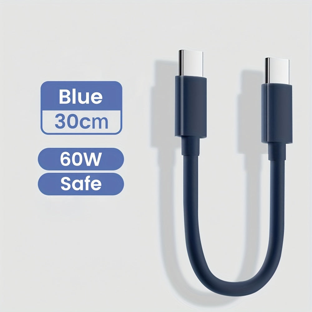 Pd60W Type C to Type C 11.81inch Short Cable USB C to USB C Fast Charging Data Wire for Iphone 16 15 Pro Max Xiaomi Redmi Huawei Samsung Oneplus POCO Mobile Phones