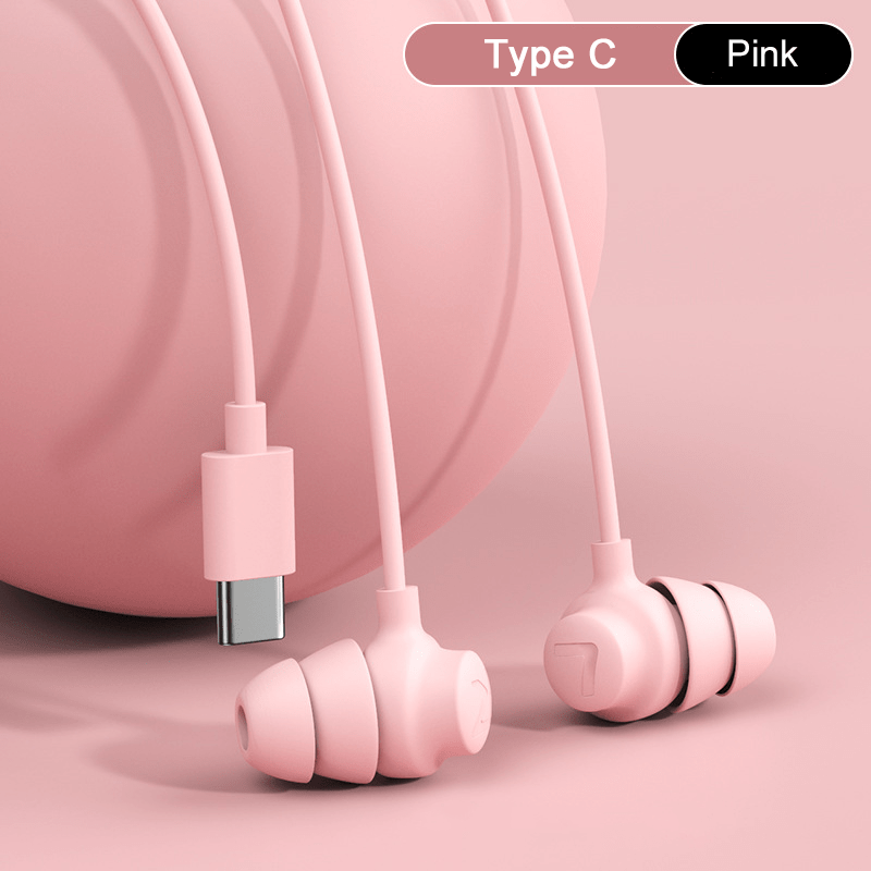 In-Ear Type C 3.5Mm Jack Wired Earphones Handsfree Sleep Headphones with Cable Earbuds In-Line Control Headset with Mic Comfortable And Lightweight
