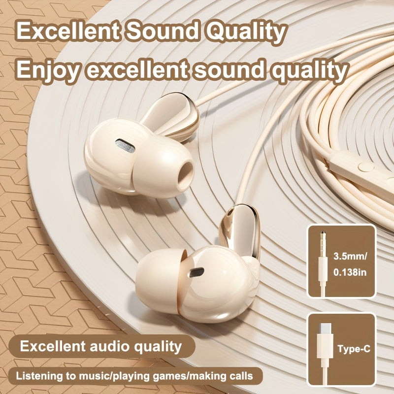 Wired Earphones, Mobile Wired Headset, 3.5Mm\u002FType-C In-Ear Cable Headphones for PC Featuring a Built-In Microphone, Hands-Free Calling, And Volume Control. Offers Excellent Sound Quality And Is Compatible with Phones, Tablets, And Desktops