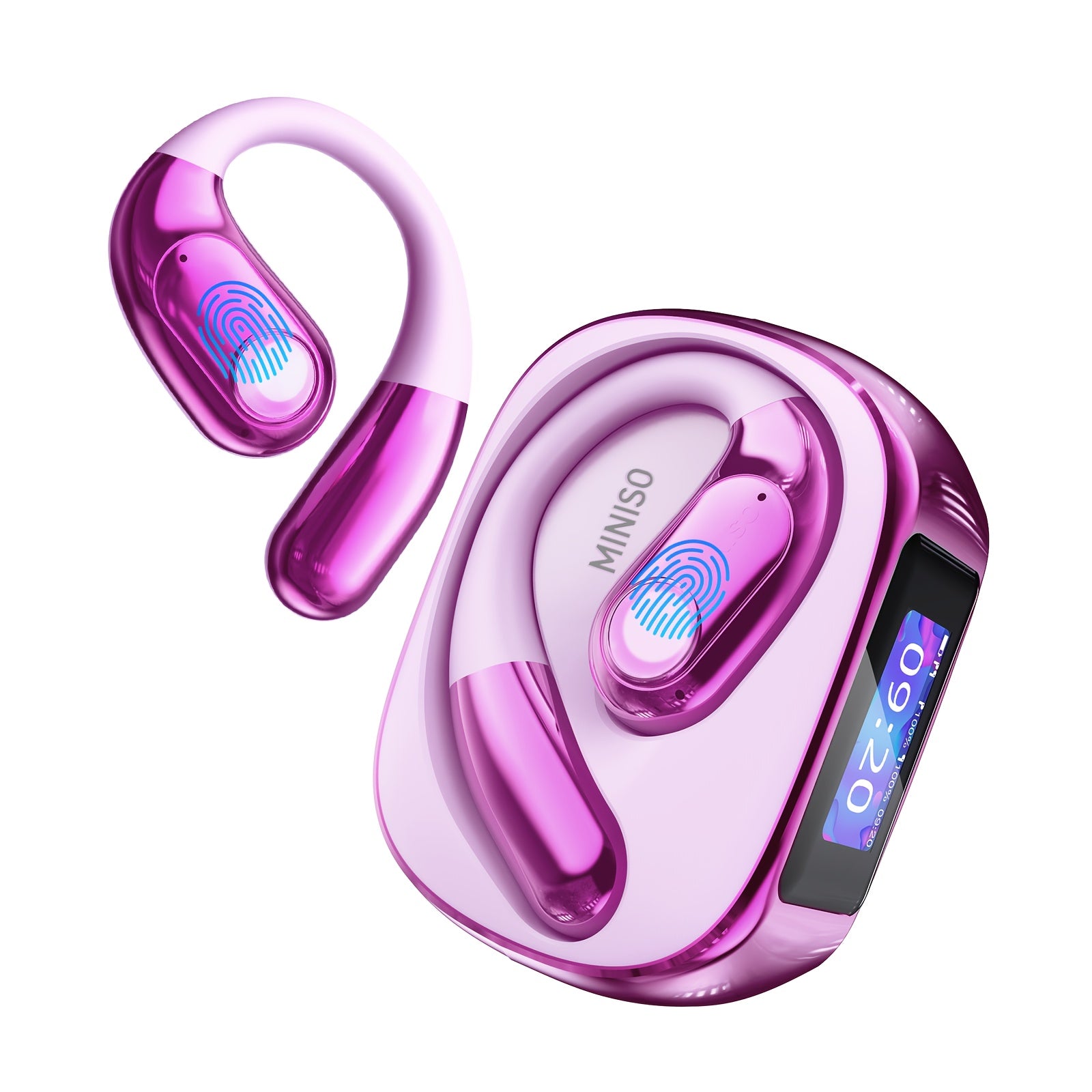 MINISO MS193 Trendy Two-Color Open Wireless Sports Earbuds, AI Language Translation Technology + Call Noise Reduction Function, High-Quality HIFI Sound Effect, Dual Host Design, Type-C Flash Charge, Lightweight And Comfortable to Wear