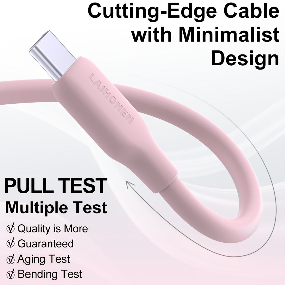 1pc USB C to USB C Cable, Type-C Charging Cable 60W, 6.6ft Soft Touch Fast Charging, Compatible with 2022 MacBook Pro, iPad Air 4\u002F5, iPad Mini 6, iPad Pro 12.9, Galaxy S22 Ultra, Pixel, Ps5, Switch, Pink