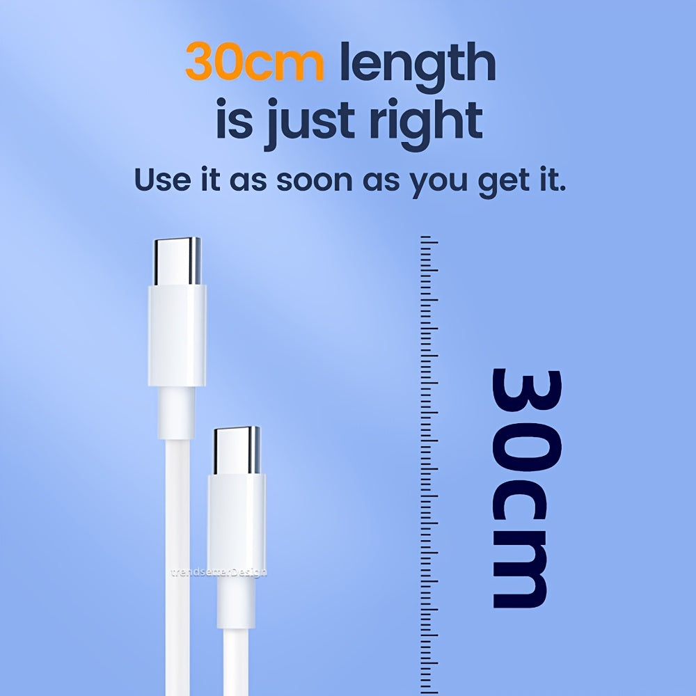 Pd60W Type C to Type C 11.81inch Short Cable USB C to USB C Fast Charging Data Wire for Iphone 16 15 Pro Max Xiaomi Redmi Huawei Samsung Oneplus POCO Mobile Phones