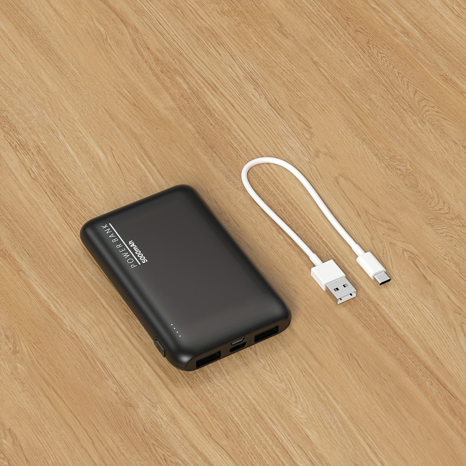 5000mAh Ultra-Thin Power Bank, Portable Charger with Dual USB Outputs & Type-C Cable, 5V2A Charging Backup for iPhone And for Samsung Android Phone, Outdoor Travel Emergency, Holiday Gifts (Lightweight & Compact)