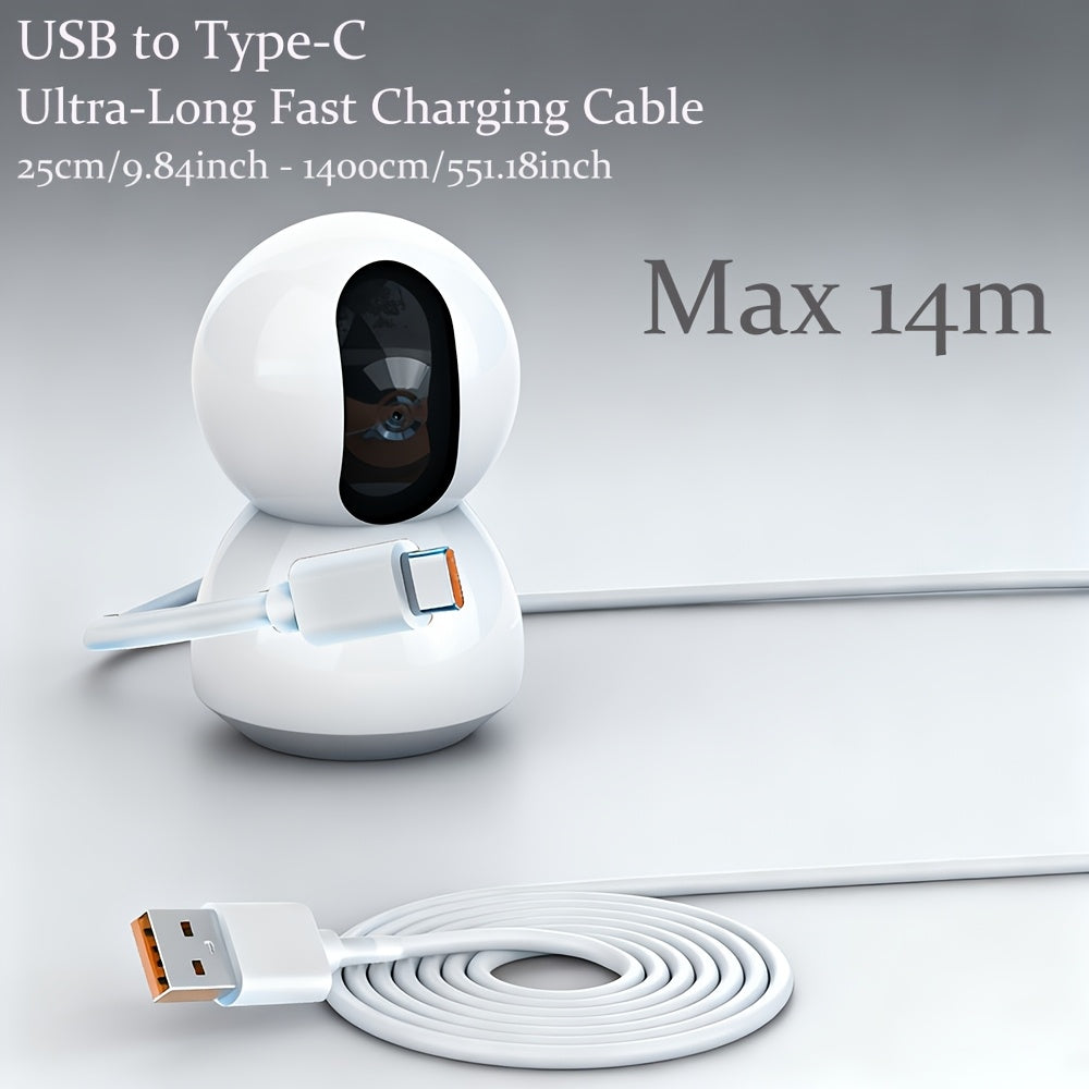 551.18inch-9.84inch Max 66W 6A Ultra-Long USB Type-C Super Fast Charging Data Cable for Xiaomi Redmi for Samsung OPPO VIVO Oneplus Realme High-Speed USB Type C Charger Cord USB C Long Extender Power Charge Wire for Monitor Camera Driving Recorder