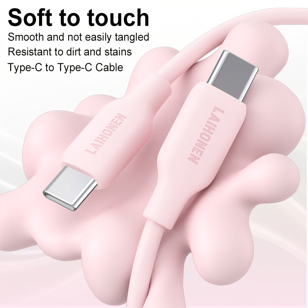 1pc USB C to USB C Cable, Type-C Charging Cable 60W, 6.6ft Soft Touch Fast Charging, Compatible with 2022 MacBook Pro, iPad Air 4\u002F5, iPad Mini 6, iPad Pro 12.9, Galaxy S22 Ultra, Pixel, Ps5, Switch, Pink