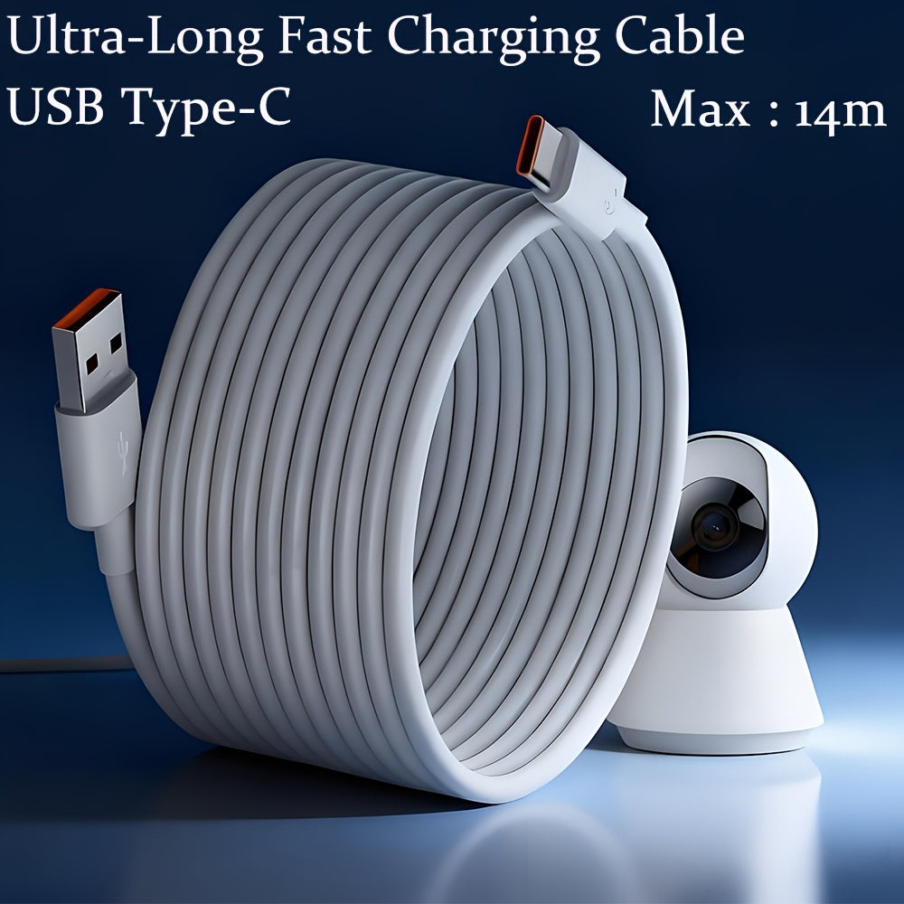 551.18inch-9.84inch Max 66W 6A Ultra-Long USB Type-C Super Fast Charging Data Cable for Xiaomi Redmi for Samsung OPPO VIVO Oneplus Realme High-Speed USB Type C Charger Cord USB C Long Extender Power Charge Wire for Monitor Camera Driving Recorder
