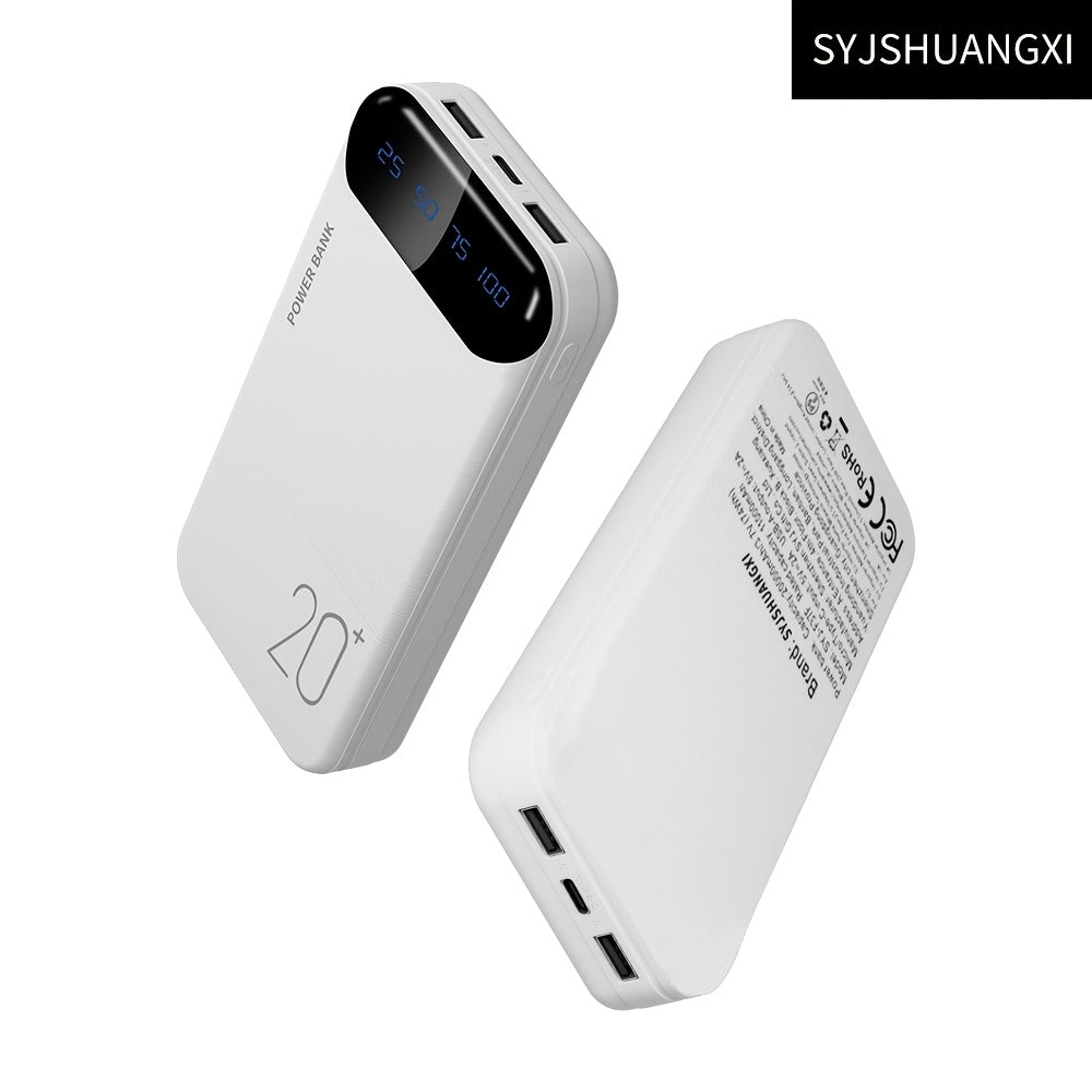 Large Capacity Portable Power Bank 20000mAh, 5V2.1A Portable USB Charger, LED and Digital Display Screen, Suitable for IOS\u002FAndroid Devices, 2xUSB Output, Type-C\u002FMicro Input, Safe and Stable Polymer Lithium Battery, Christmas Gift, New Year Gift