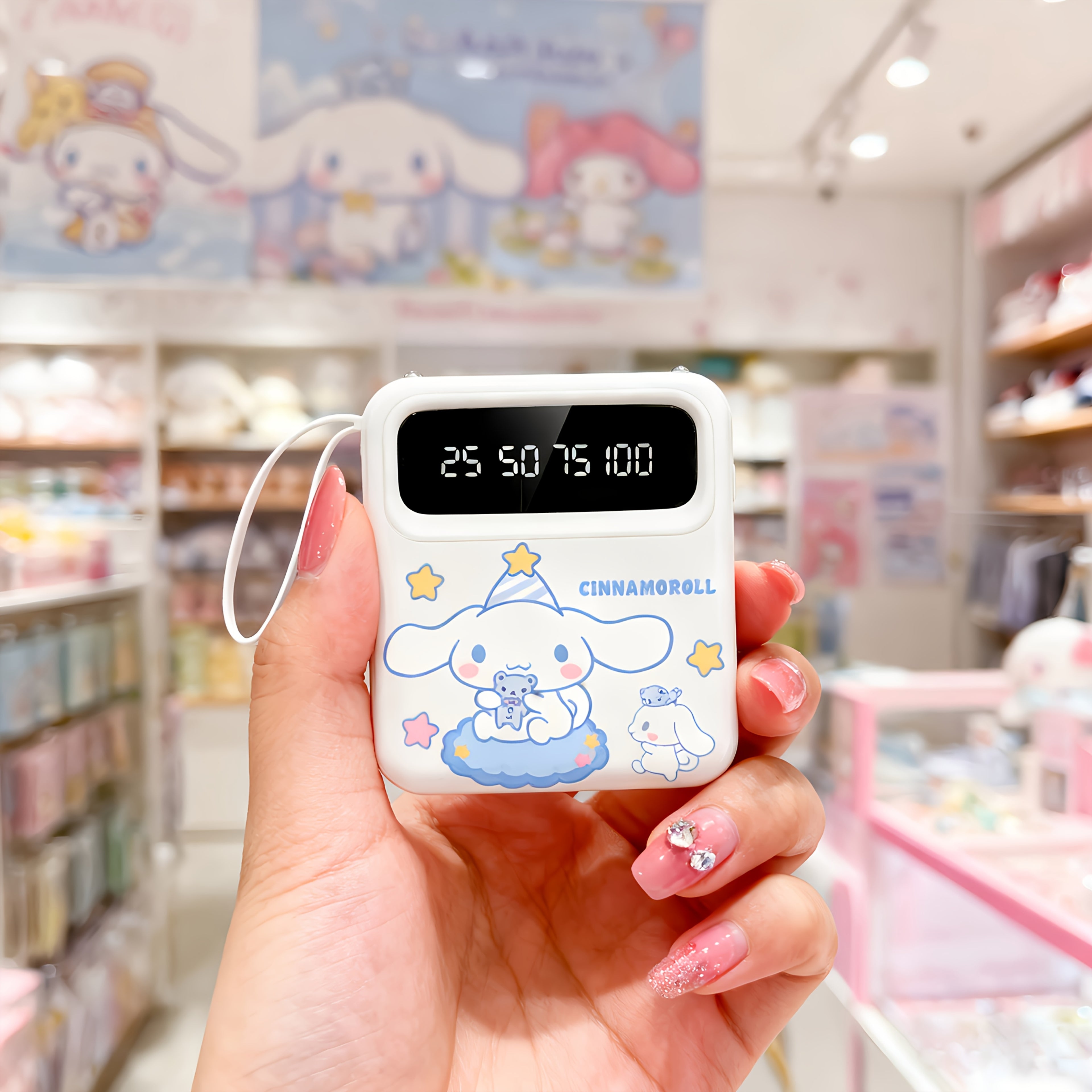 Cinnamoroll Mini Power Bank - Cute Power Bank, Small Size, Rechargeable Portable Mobile Phone Charger, Pocket Size, Built-in Cables, With Ultra-bright LED Lights, Suitable For IPhones\u002FAndroid Phones Charging
