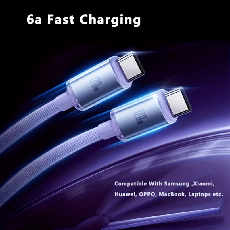 120W 6A Type C to Type C Cable for Super Fast Charging And Data Transfer, Compatible with for Samsung S24, Huawei, Xiaomi, Redmi, POCO, OPPO, And for Vivo Android Phones