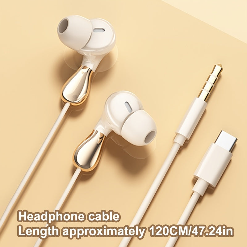 Wired Earphones, Mobile Wired Headset, 3.5Mm\u002FType-C In-Ear Cable Headphones for PC Featuring a Built-In Microphone, Hands-Free Calling, And Volume Control. Offers Excellent Sound Quality And Is Compatible with Phones, Tablets, And Desktops