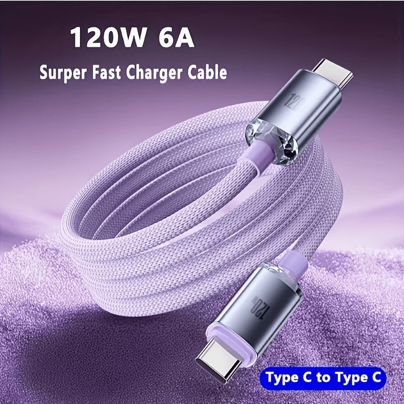 120W 6A Type C to Type C Cable for Super Fast Charging And Data Transfer, Compatible with for Samsung S24, Huawei, Xiaomi, Redmi, POCO, OPPO, And for Vivo Android Phones