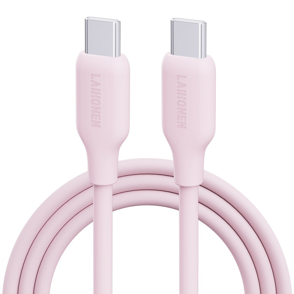 1pc USB C to USB C Cable, Type-C Charging Cable 60W, 6.6ft Soft Touch Fast Charging, Compatible with 2022 MacBook Pro, iPad Air 4\u002F5, iPad Mini 6, iPad Pro 12.9, Galaxy S22 Ultra, Pixel, Ps5, Switch, Pink