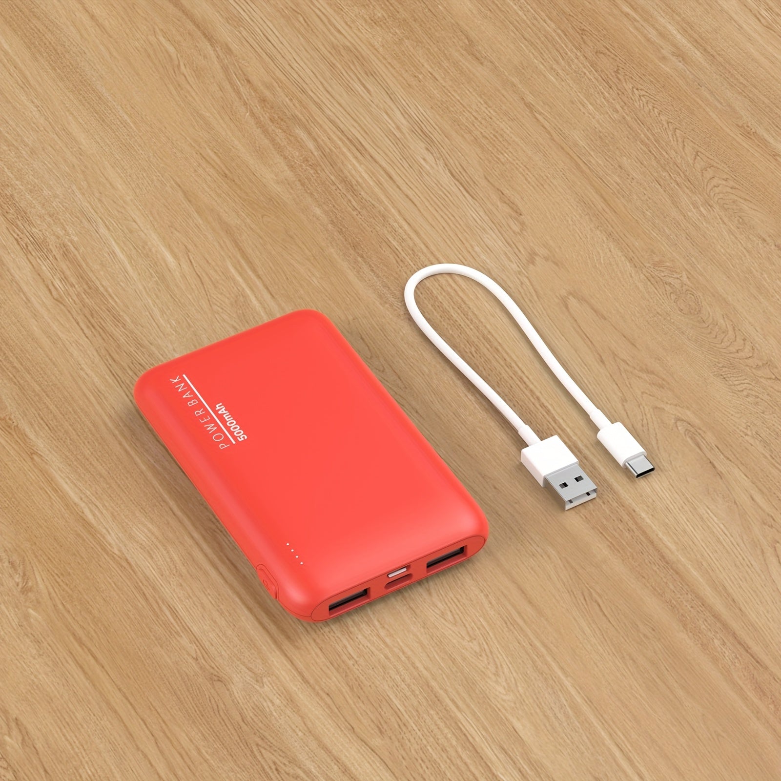5000mAh Ultra-Thin Power Bank, Portable Charger with Dual USB Outputs & Type-C Cable, 5V2A Charging Backup for iPhone And for Samsung Android Phone, Outdoor Travel Emergency, Holiday Gifts (Lightweight & Compact)