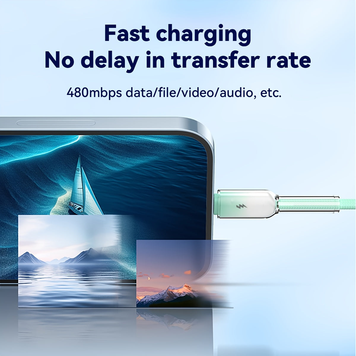 New Usb-Type-C Ice Crystal Mobile Phone Fast Charging Data Cable 60W Fast Charge, Suitable for Apple\u002FSamsung\u002FHonor\u002FXiaomi\u002FVivo\u002FOppo, Supports PD3.0 Protocol. Supports 3000+ Infinite Folding