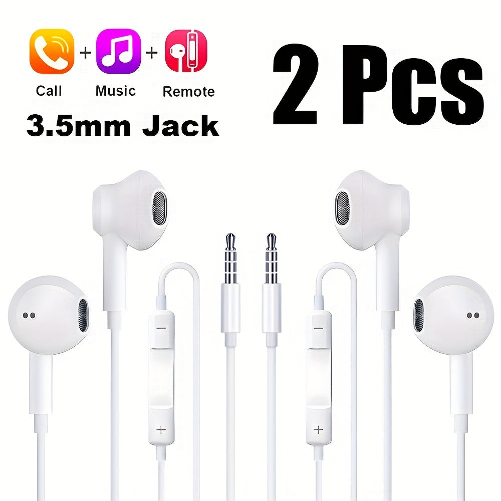 3.5mm Jack 2pcs Wired Earphones High quality sound Noise reduction for voice calls Suitable as gifts for men and women 3.5mm audio jack can be used for mobile phones,desktop computers,laptops\u002Fhardware and other devices with 3.5mm audio interface