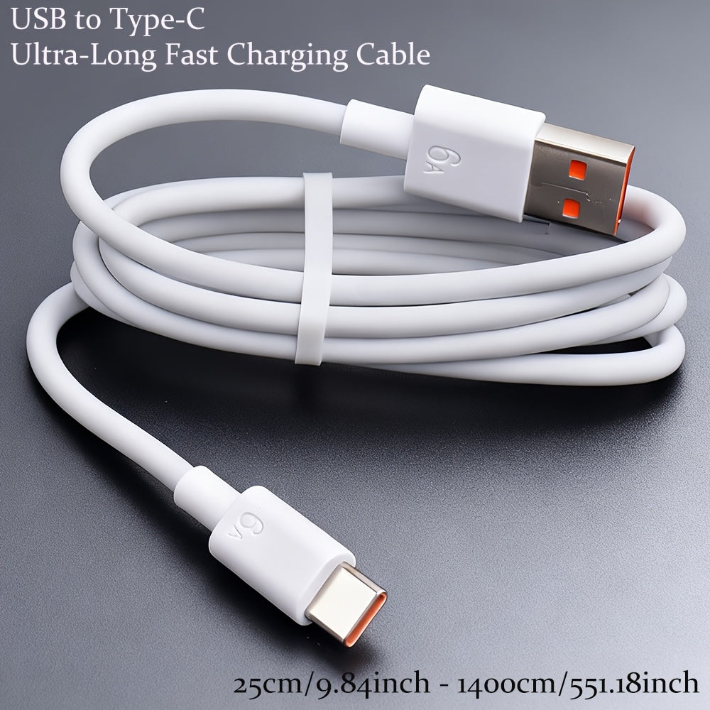 551.18inch-9.84inch Max 66W 6A Ultra-Long USB Type-C Super Fast Charging Data Cable for Xiaomi Redmi for Samsung OPPO VIVO Oneplus Realme High-Speed USB Type C Charger Cord USB C Long Extender Power Charge Wire for Monitor Camera Driving Recorder