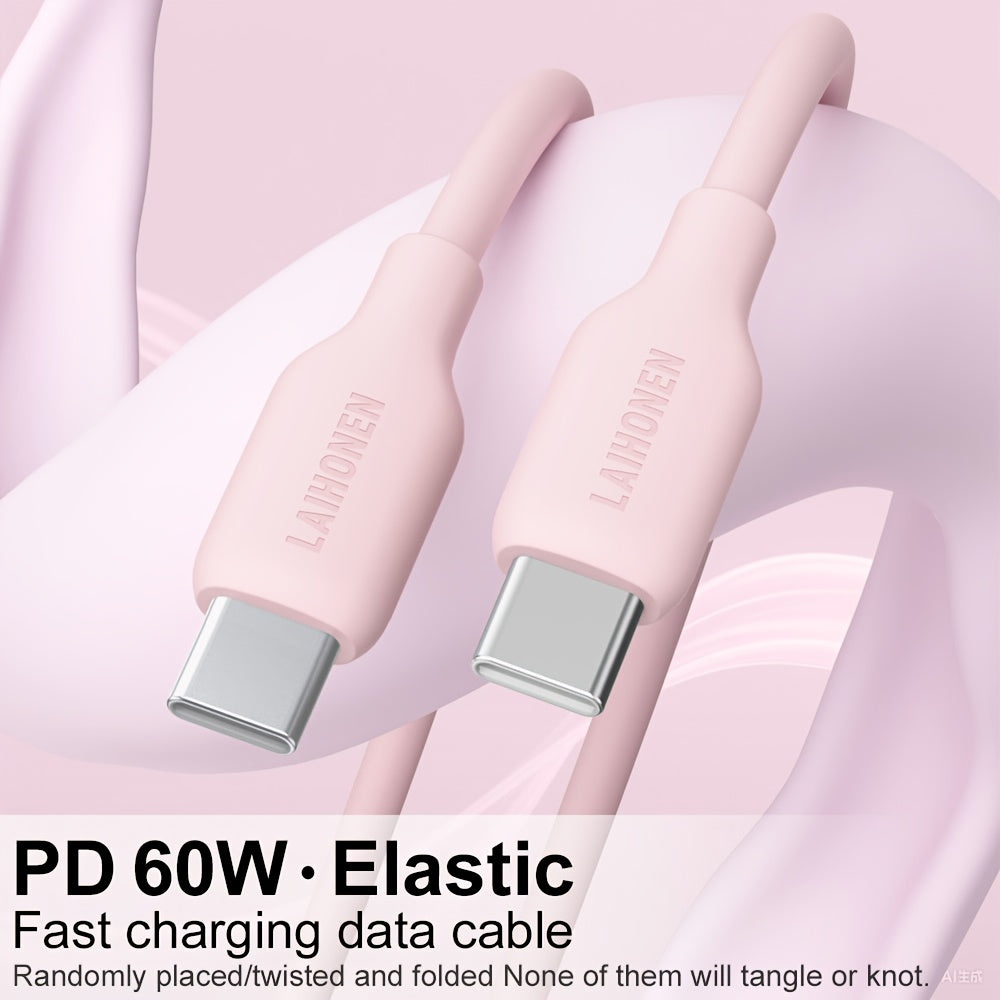 1pc USB C to USB C Cable, Type-C Charging Cable 60W, 6.6ft Soft Touch Fast Charging, Compatible with 2022 MacBook Pro, iPad Air 4\u002F5, iPad Mini 6, iPad Pro 12.9, Galaxy S22 Ultra, Pixel, Ps5, Switch, Pink