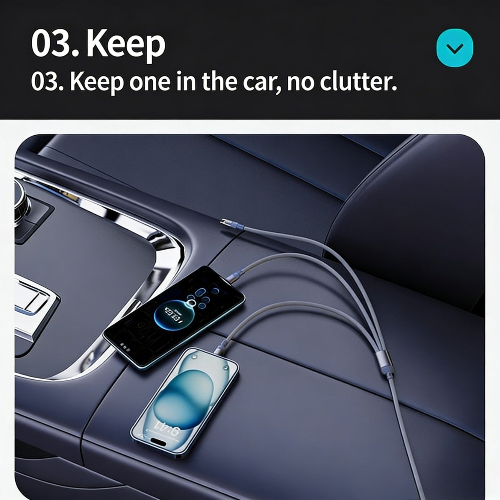 3 in 1 100W Super Fast Charging Cable Car Multi Charger Cord for Iphone Samsung Huawei Android Type C Devices