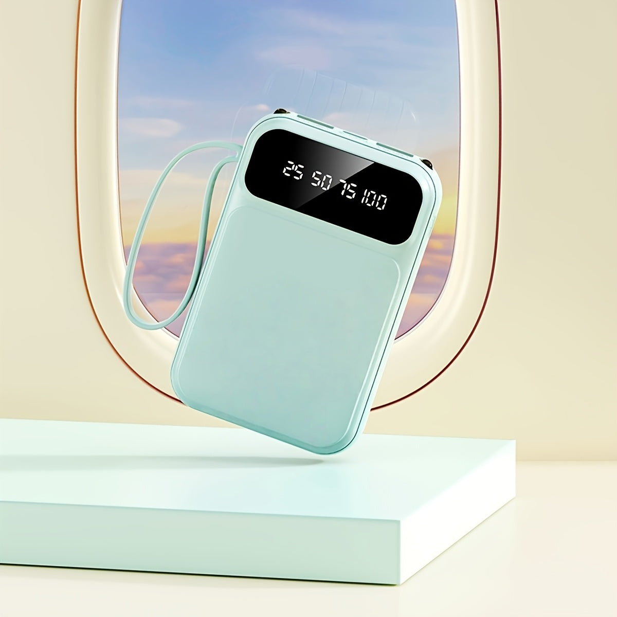 Power Bank, 20000mAh Mini Cute Fast Charging, Small Size Large Capacity, Rechargeable Portable Mobile Phone Charger, Built-in 4 Cables, Ultra-bright LED Lights, Suitable for ALL IPhones\u002FAndroid Phones