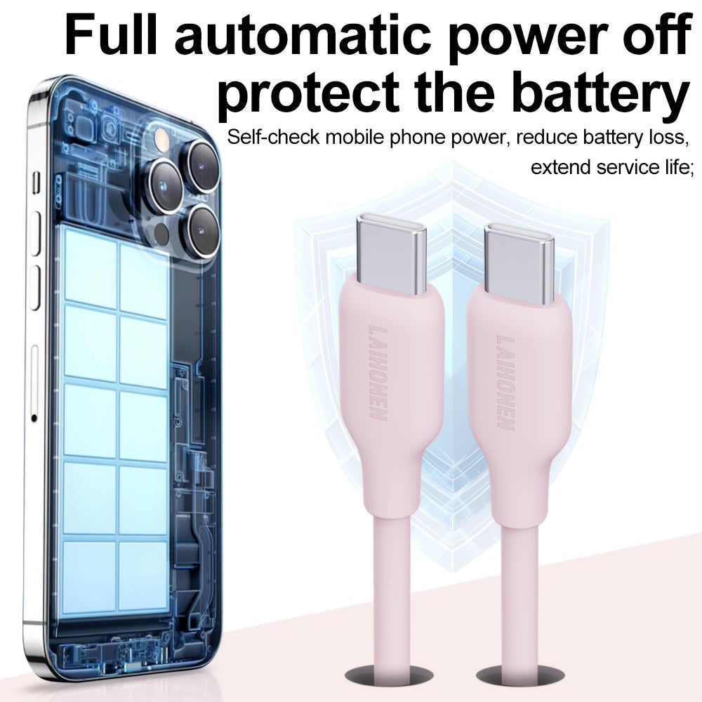 1pc USB C to USB C Cable, Type-C Charging Cable 60W, 6.6ft Soft Touch Fast Charging, Compatible with 2022 MacBook Pro, iPad Air 4\u002F5, iPad Mini 6, iPad Pro 12.9, Galaxy S22 Ultra, Pixel, Ps5, Switch, Pink